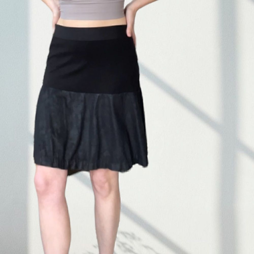 CAbi Black Mixed Media Skater Skirt M